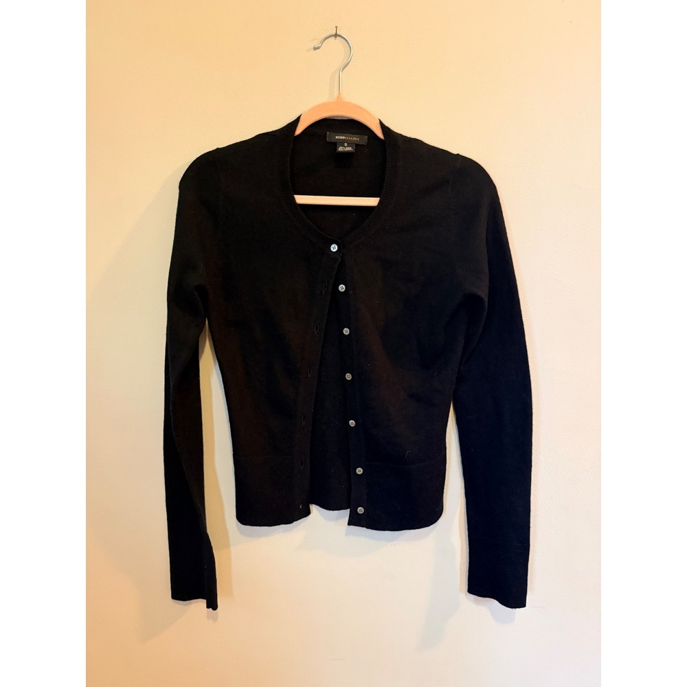 BCBG Black Wool Cardigan S Business Casual Preppy Minimalist Basic Capsule